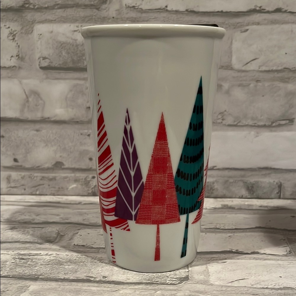 Starbucks holiday Colorful Tree Design Ceramic travel coffee mug 2017 11oz